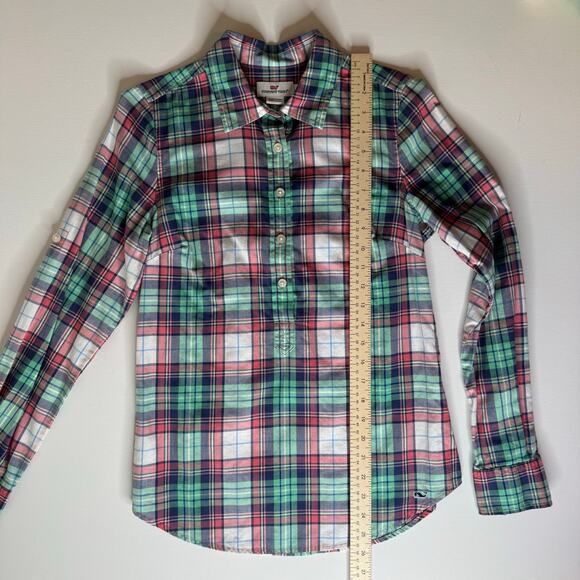 Vineyard Vines Womens Multicolor Plaid Flannel Button Down Shirt Sz 0 Preppy - Picture 10 of 11